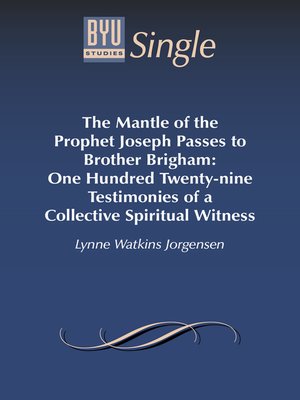 cover image of The Mantle of the Prophet Joseph Passes to Brother Brigham